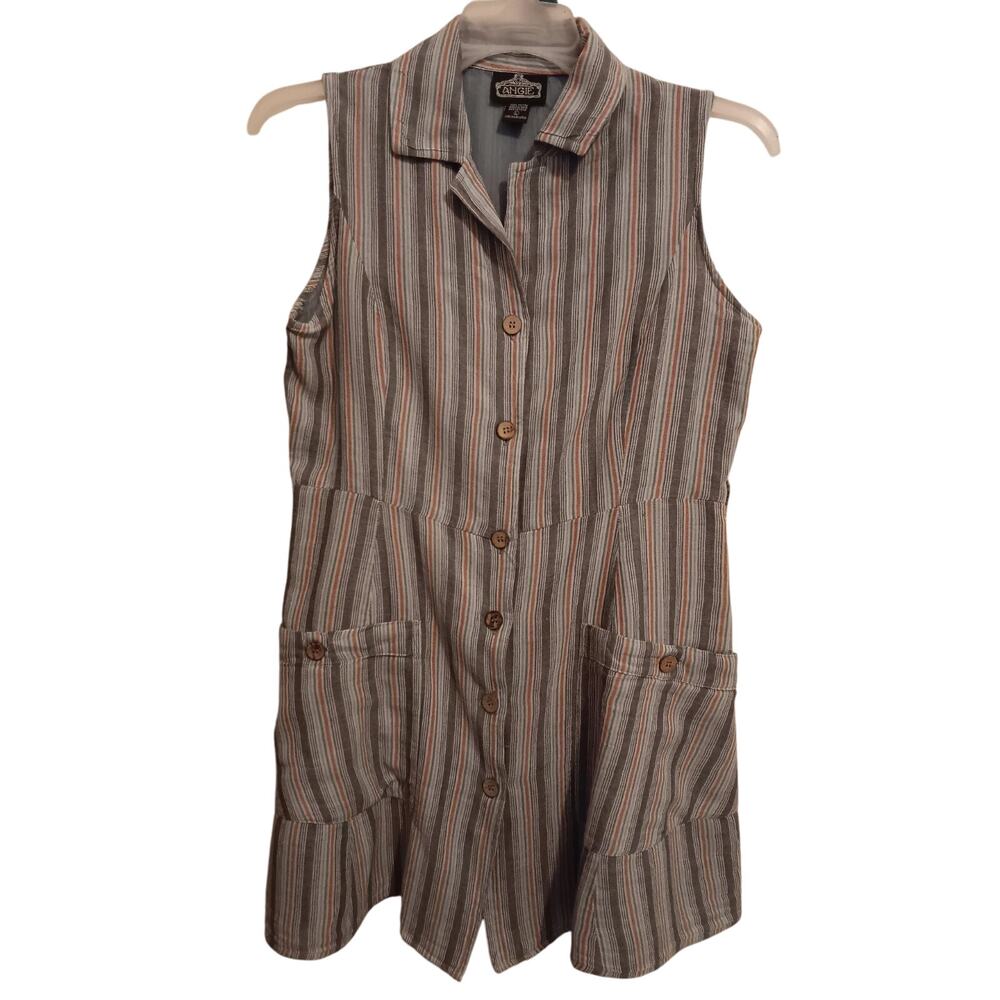Angie Dress, Women's Size Large, Mini, Sleeveless, Striped, Pockets, EUC